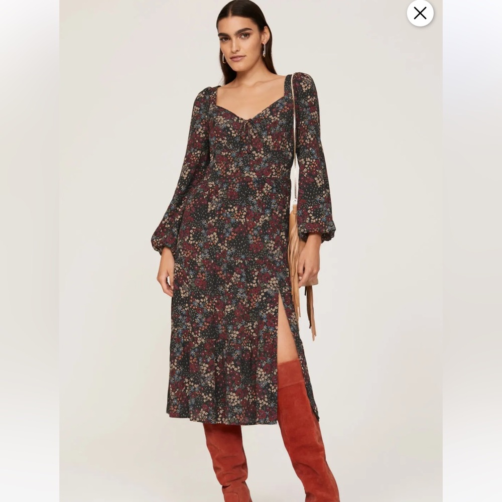 PAIGE Josefina Long Sleeve Floral Print Midi Dress - Picture 2 of 10